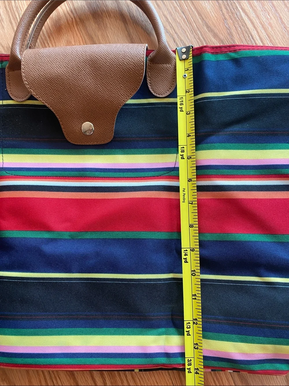 Striped Large Tote Bag with Compactable Design - Multicolor Practical Beach